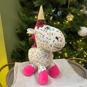 Peekaboo Toys Plush Sprinkle Unicorn Ice Cream‎ Cone Horn Pink Hooves